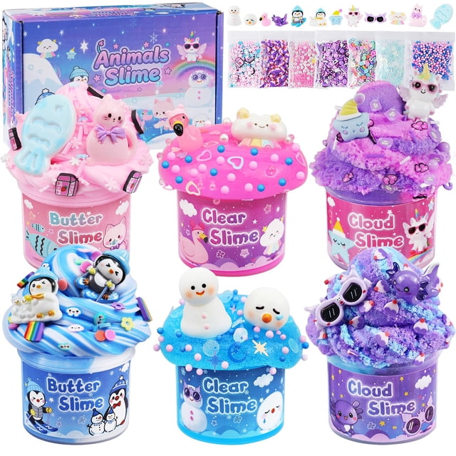 Kit de slime LAWOHO de 6 unidades Butter, Cloud y Clear para niños