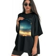 thumbnail image 3 of Plus Size Shirt for Women Black Tops for Women Short Sleeves Shirt for Women Stars In A Spiral Shape 3 T Shirt Crewneck Shirt for Women 4XL, 3 of 5