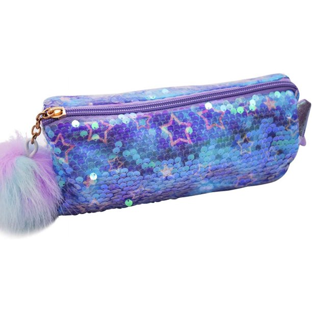 Bolsa de papelería de unicornio con purpurina, estuche escolar con purpurina de unicornio, bolso cosmético con cremallera de borla, bolsa de papelería de unicornio de gran capacidad, organizador de bolígrafos para oficina Rojo Verde