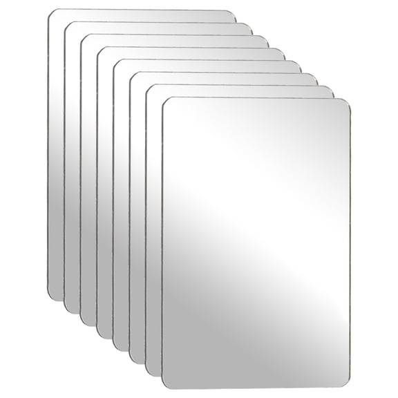 Uxcell 8Pcs Shatter Proof Acrylic Mirror, 3.9x2.Uxcell 8" Rectangle Round Corner Mirror(Self Adhesive, Safety, Shatterproof) Suited to Bathroom Science Home Gym Wall Decor