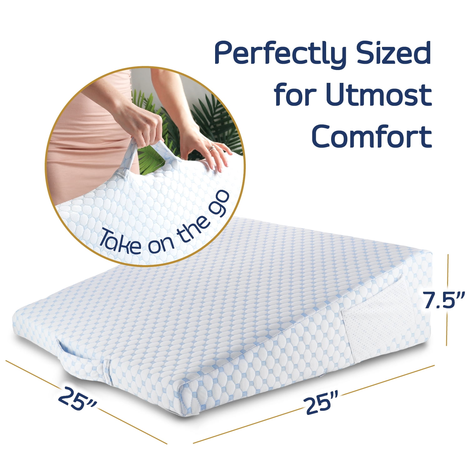 Nestl 10 Inch Memory Foam Wedge Pillow with Cooling Cover for Back Support Sleep Walmart