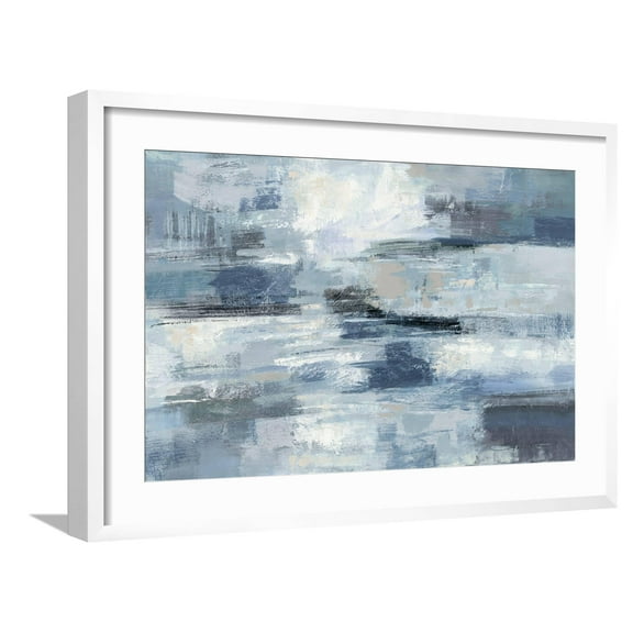 Art.com Clear Water Indigo and Gray Art Print by Silvia Vassileva, White Frame Wall Art, 29" x 21"