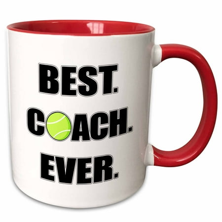 3dRose Tennis - Best. Coach. Ever. - Two Tone Red Mug,