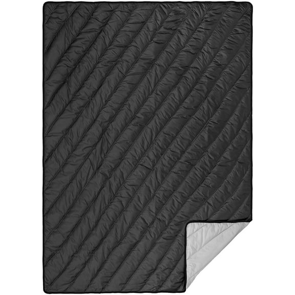 Outdoor Camping Blanket Waterproof Packable Ultralight Puffy Quilt w/ Stuff Sack, Black