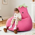 thumbnail image 7 of edx Bean Bag Chair for Kids, Soft Faux Rabbit Fur Fabric, Removable Washable Cover, Eggplant Lazy Chair for Bedroom Living Room, 24 Inch, Rose Red, 7 of 7