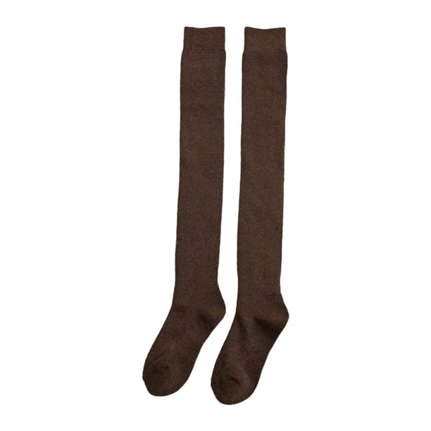 Qarigey 1 par de medias largas gruesas para mujer, calcetines ajustados por encima de la rodilla de felpa para otoño e invierno, calzado de Color Accesorios de calzado Café Qarigey AP012130-05