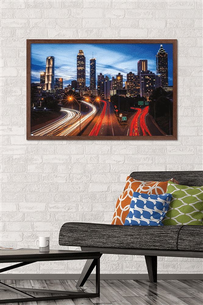 Cityscapes - Atlanta, Georgia Wall Poster, 22.375" x 34", Framed