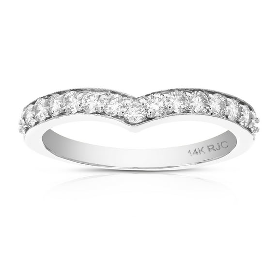 Vir Jewels 1/2 CTTW V-Shape Diamond Wedding Band with Milgrain 14K White Gold Size 6 Female Adult