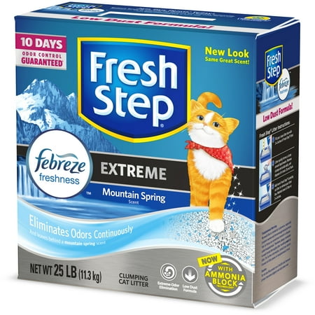 Extreme Duty Leaf Spring - Fresh Step Extreme Scented Litter with the Power of Febreze, Clumping Cat Litter - Mountain Spring, 25 lbs