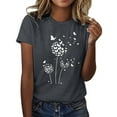 thumbnail image 2 of Womens T Shirts Dandelion Print Pattern Short Sleeve Tops Crew Neck Fashion Summer Beach Vacation Tees, 2 of 4