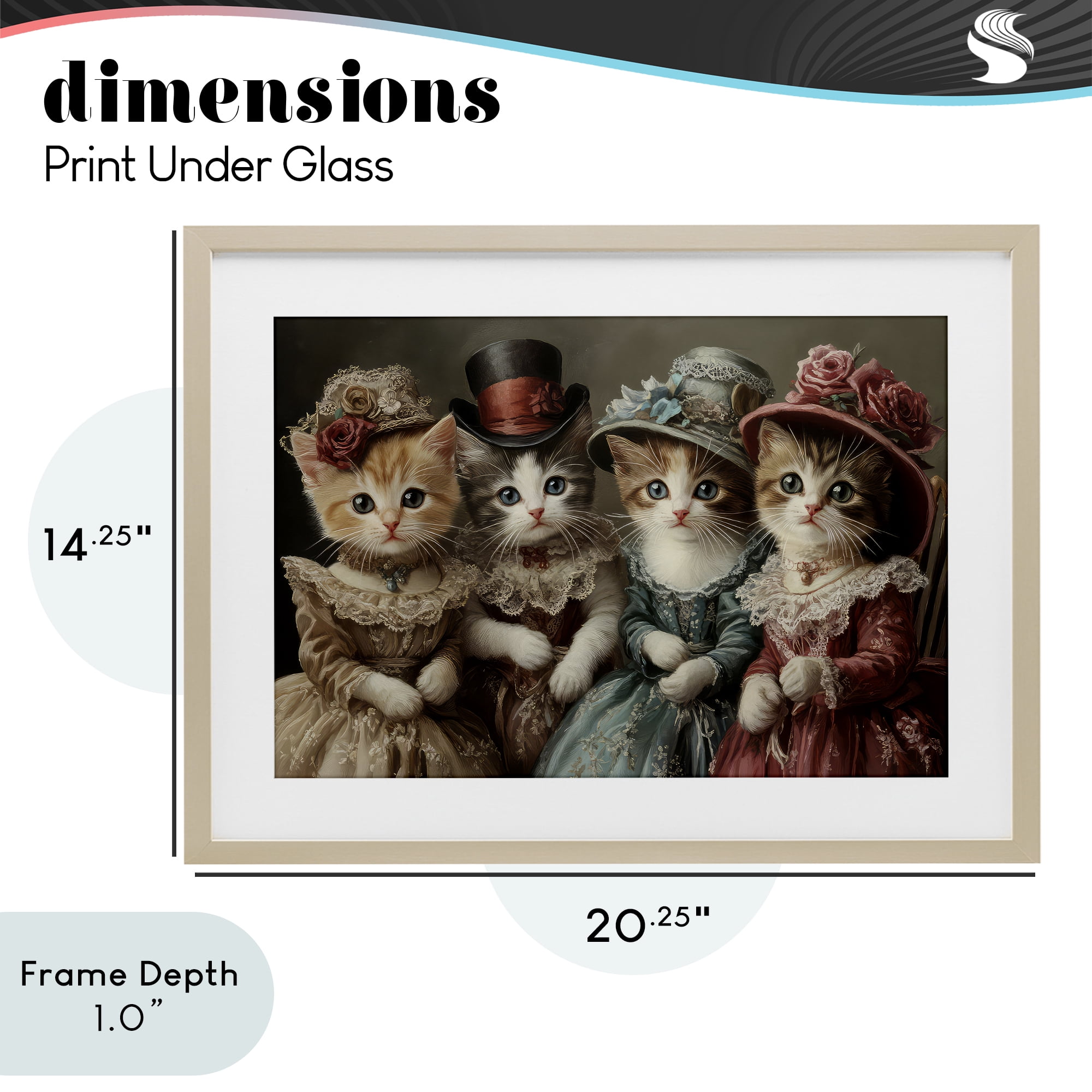 Stupell Industries Vintage Dress Kittens Birch Framed Print Under Glass, design by The Wands Want