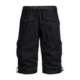 thumbnail image 3 of Cargo Capri Pants for Men Cotton Capris Elastic Waist Outdoor Hiking Pants with Pockets, 3 of 4