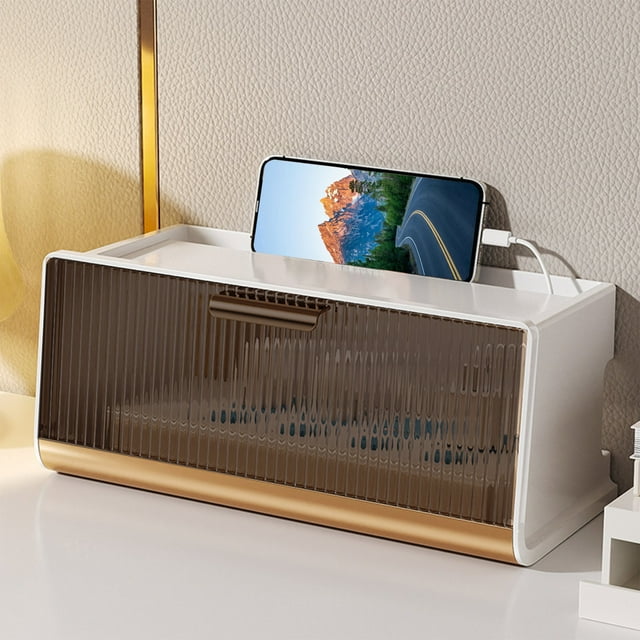 YIMWNYI Wifi Router Storage Box, Power Strip Organizer, Cord Management Solution, Fireproof Material, Adjustable Partitions, Tidy Home Decor, Cable Storage Box, Wireless Router Accessory