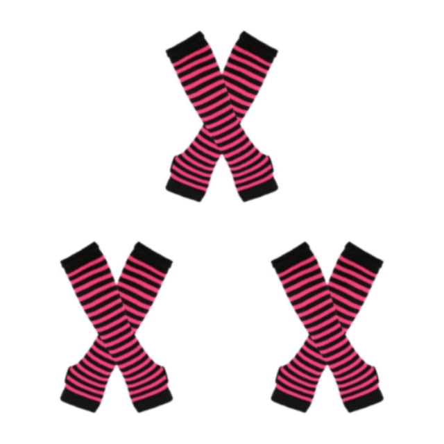 Decodeary Bas Longs Confortables et Faciles à Porter avec Cuisses Épaisses en Polyester Faciles à Assortir Grand Application rose Rouge et Noir 3ensemble