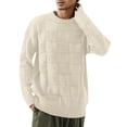 thumbnail image 4 of Wdgfv Men's Crewneck Pullover Sweater Waffle Textured Knitted Sweaters Casual Loose Fit Sweaters with Ribbing Edge, 4 of 8