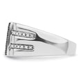 thumbnail image 3 of White Night Sterling Silver Rhodium-plated Black and White Diamond Men's Ring, 3 of 7