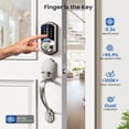 thumbnail image 4 of Veise Fingerprint Smart Locks for Front Door with Handle Set, Keyless Entry Keypad Deadbolt, Digital Electronic Touchscreen, Easy Install, Satin Nickel, 4 of 9