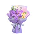thumbnail image 4 of Bouquet de flor de crochet tulipanes hechos a mano con hojas de vegetación de flores artificiales decorativas para el cumpleaños de Acción de Gracias Púrpura, 4 of 8