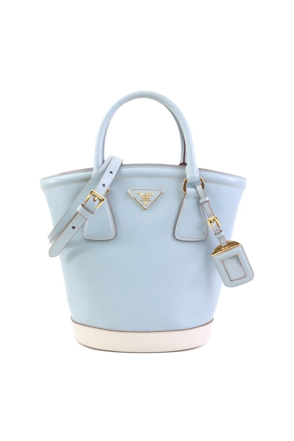 Pre-Owned Prada handbag shoulder bag in light blue and off-white leather, women's... (Good)