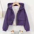 thumbnail image 6 of Curuila Toddler Child Girls Coat With Zipper Long Sleeve Solid Color Hooded Jacket For Girls Everyday Wear Soft Outerwear Size 8-9 Years, 6 of 7