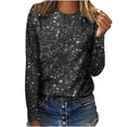 thumbnail image 3 of Zpanxa Women's Sequin Top Long Sleeve Glitter Shiny Blouse Party Night Outgoing Clubwear Fitted Holiday Christmas, 3 of 5