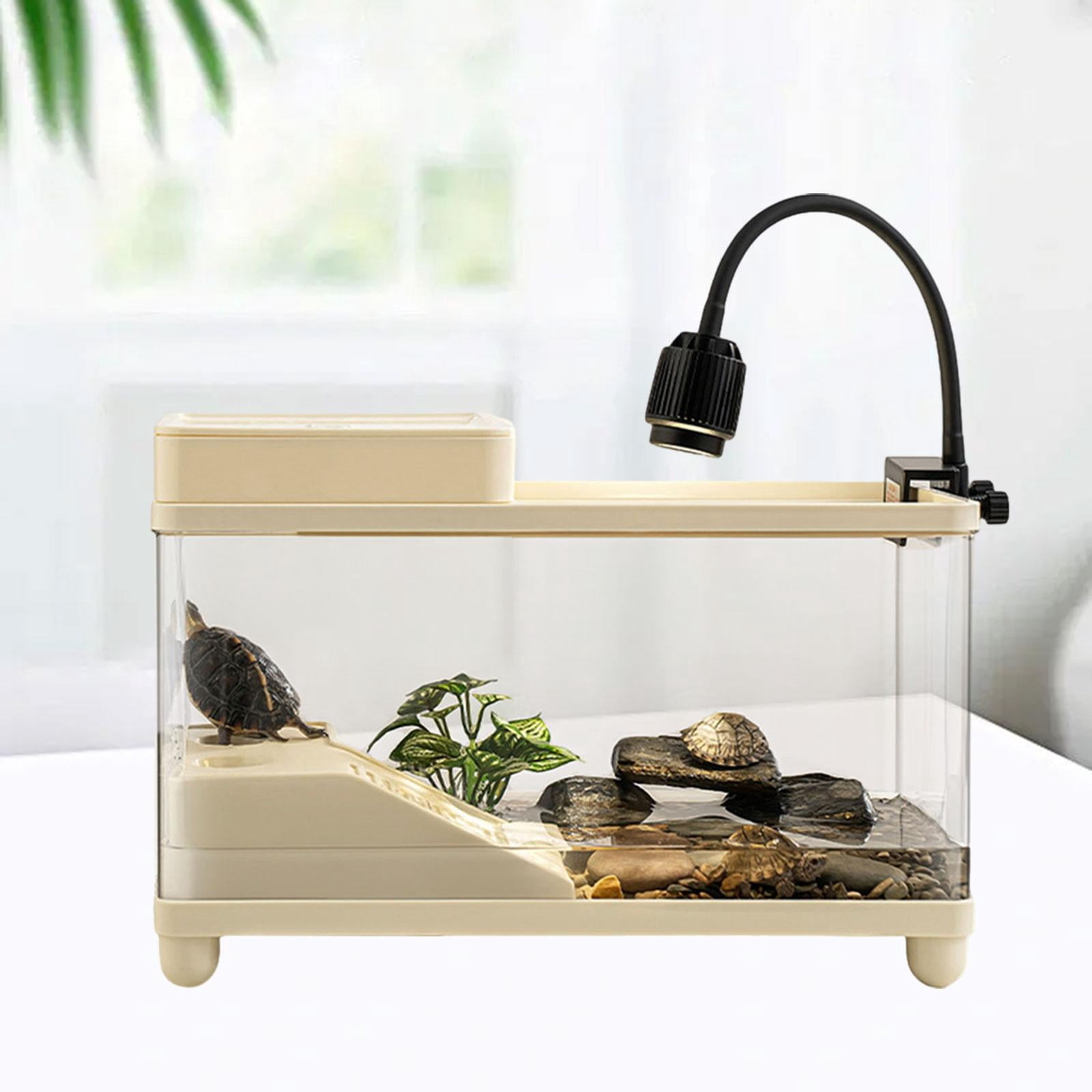 CarpNettore Large Turtle Tank Clear Terrarium Spacious Sturdy Turtle Habitat Reptile Habitat Beige