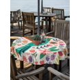thumbnail image 2 of Outdoor Tablecloth with Umbrella Hole for Patio/Picnic/Party/Camping, Turquoise Birds Waterproof Table Cloth Round Cover Washable, Country Cartoon Colorful Flowers Herbs (Dia 60"), 2 of 8
