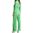 thumbnail image 5 of Liacowi Women Juniors 2Pcs Casual Long Pants Set Button Down Long Sleeve Shirt Blouse Wide Leg Palazzo Pants Streetwear Loungewear, 5 of 7