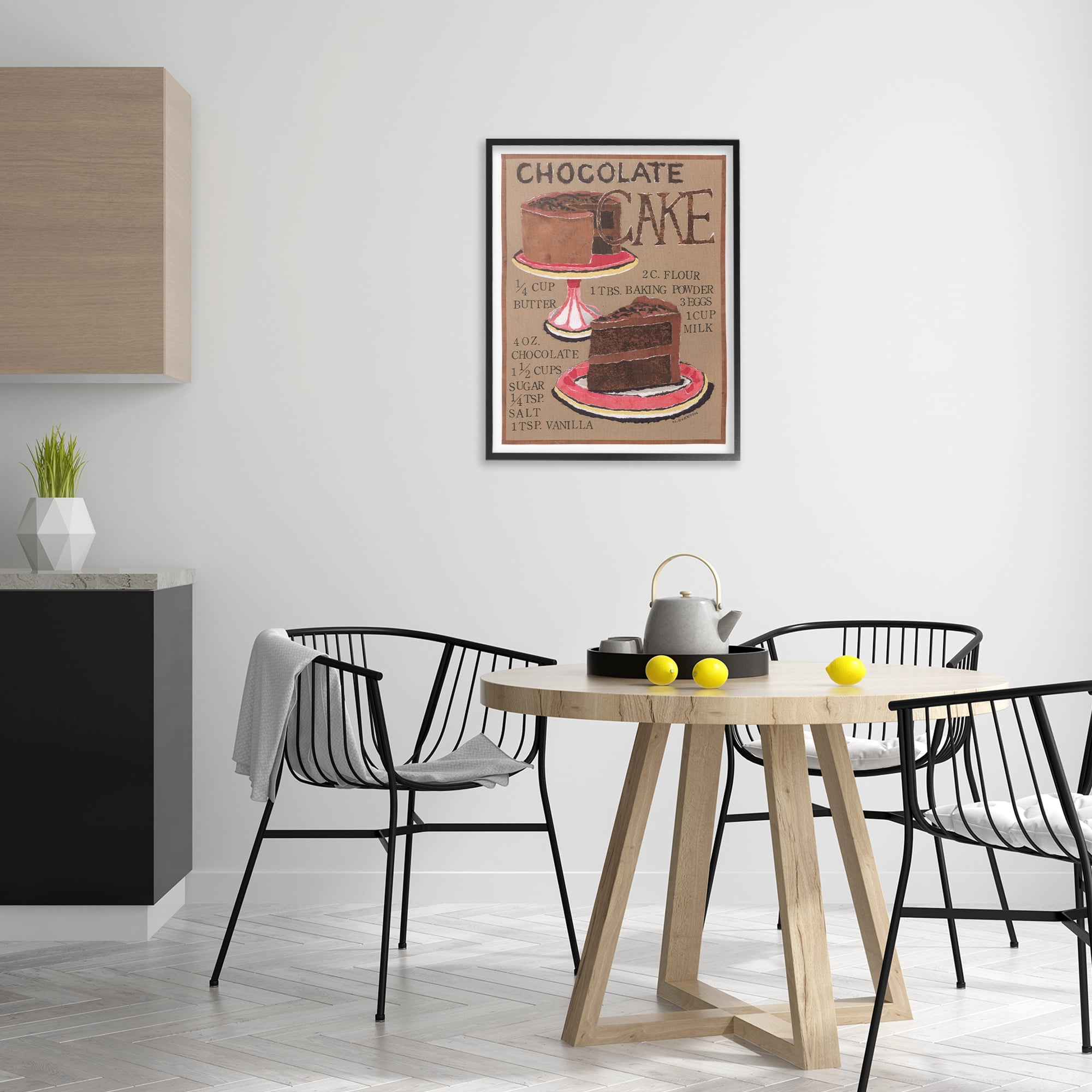 Stupell Industries Chocolate Cake Recipe Food & Beverage Painting Black Framed Art Print Wall Art, 24 x 30
