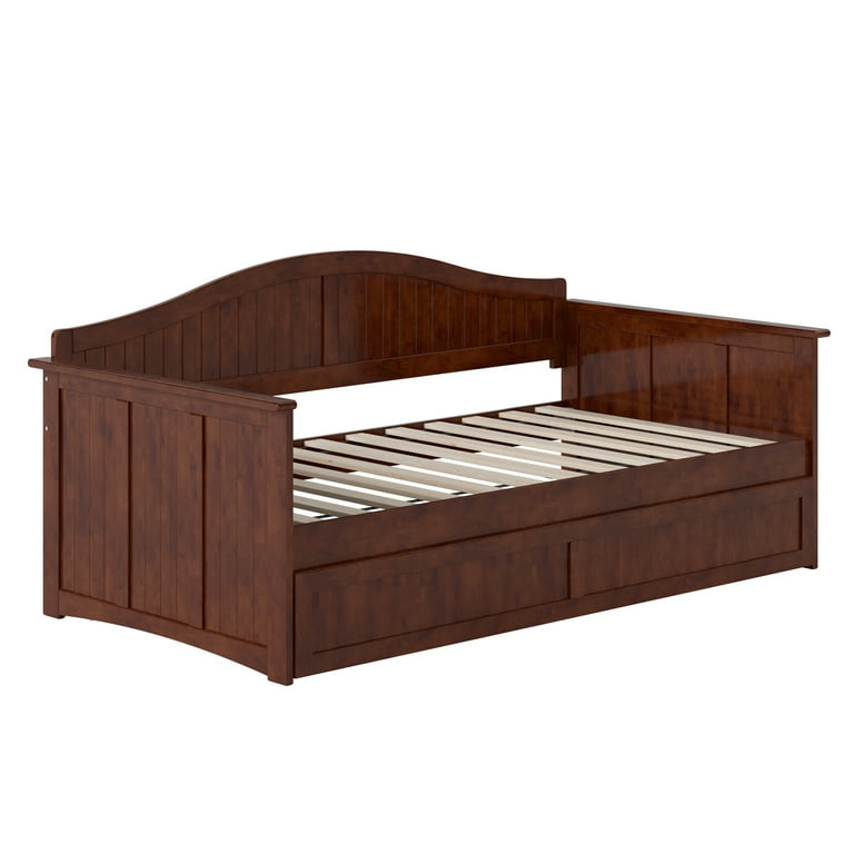 AFI Cambridge Twin Daybed Frame With Trundle - Solid Wood, Walnut Brown