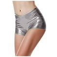 thumbnail image 2 of Gray Workout Shorts Women's Faux Shorts Panty Glossy Metallic Rave Dance Leather Short Trousers High Waist Sexy Hot Pants, 2 of 5