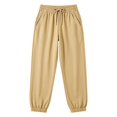 thumbnail image 2 of WGRFFH Women Drawstring Elastic Waist Capri Jogger Pants, Side Pockets Cuffed Ankle Lightweight Tapered Cropped Trousers, Wrinkle Resistant Breathable Casual Pants for Travel Summer Outdoor Khaki, 2 of 8