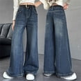 thumbnail image 2 of Shadoumai Girls Straight Leg Jeans Classic Denim Pants for and Autumn Comfortable Casual Trousers for Toddler Big Kids, 2 of 8