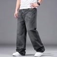 thumbnail image 5 of JTSRKL Mens Big & Tall Denim Bottoms Elastic Waist Button Pocket Classic Jeans Loose Relaxed Loose Fit Casual Versatile Trousers, 5 of 7