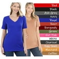 thumbnail image 2 of Zenana Plain Short Sleeve T Shirt V-Neck Top Stretch Cotton Tee Women Loose Fit, 2 of 4
