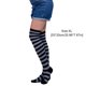 thumbnail image 4 of Sonducket 2 piezas de calcetines a rayas de talla grande hasta el muslo, cómodos, cálidos, fáciles de combinar, apariencia de moda, calcetín, Medias rayas negras grises, 4 of 6