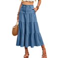 thumbnail image 2 of RFQWOVSR Women High Waist A-Line Midi Skirt Solid Color Elegant Basic Pull On Elastic Waist Lightweight Summer Casual XXL, 2 of 5
