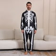 thumbnail image 6 of Usaibhir Family Matching Halloween Onesie Pajamas, Funny Skeleton Printed Hooded Zipper PJs Loungewear Sleepwear One-Piece Pjs for 2XL(Dad) Black, 6 of 7