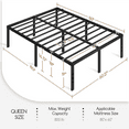 thumbnail image 3 of Yaheetech Queen Size 18'' Metal Platform Bed Frame with Steel Slat Support, Black, 3 of 8