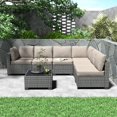 thumbnail image 3 of Patio Furniture Set, 7 Pieces Outdoor Sectional Sofa Set with Dining Table & Thickened Cushions, All-Weather PE Wicker Patio Furniture for Garden Lawn Deck
﻿, 3 of 8