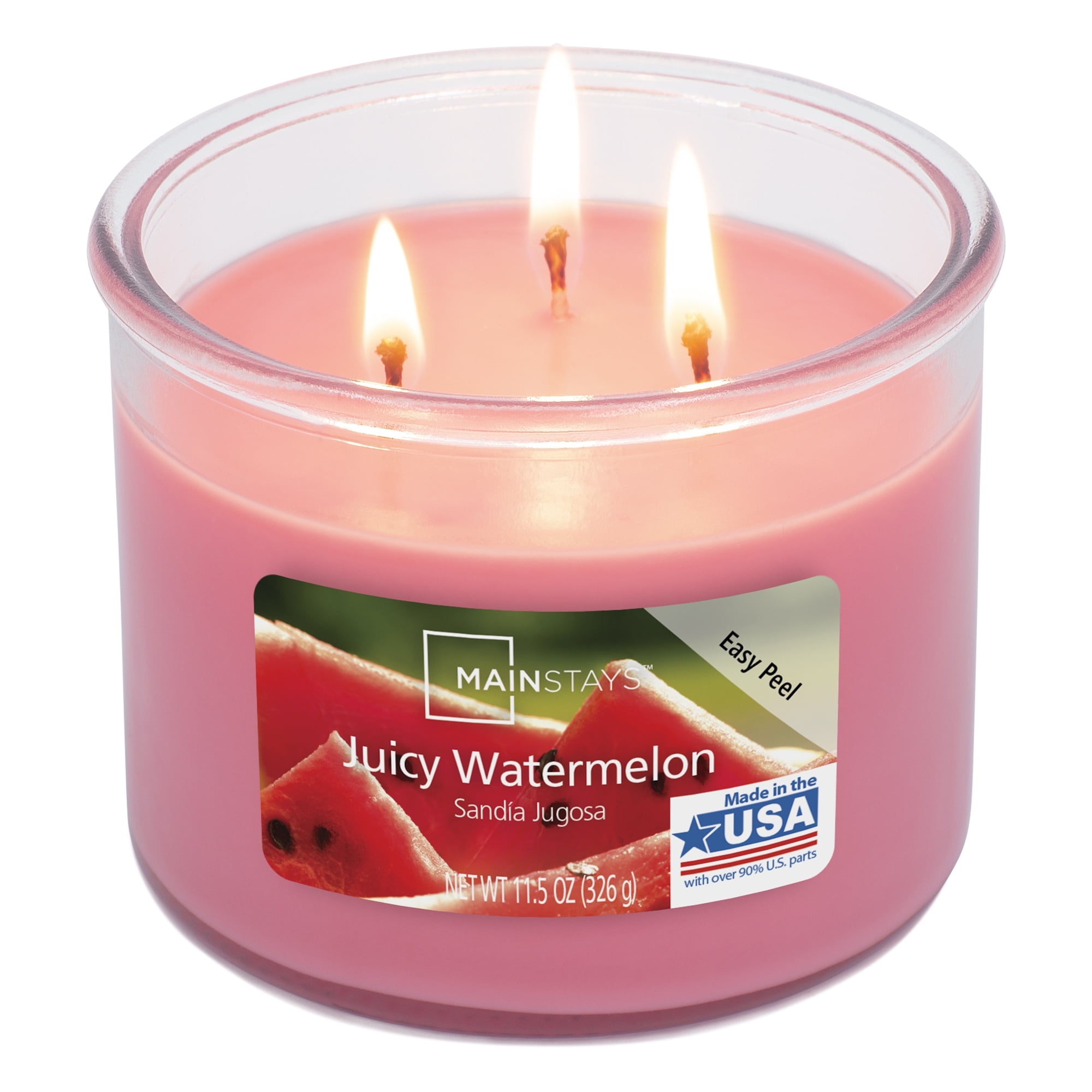 (2 pack) Mainstays Scented 3-Wick Glass Jar Candle, Juicy Watermelon, 11.5 oz