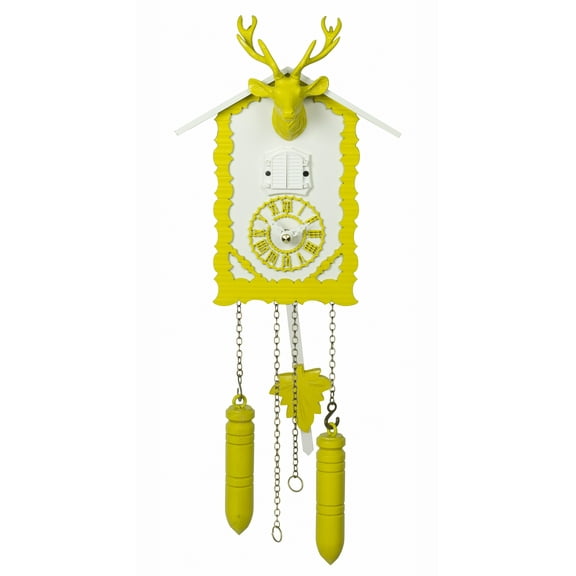 Quartz Cuckoo Clock with music and deer head, yellow TU 360/20 QM gelb