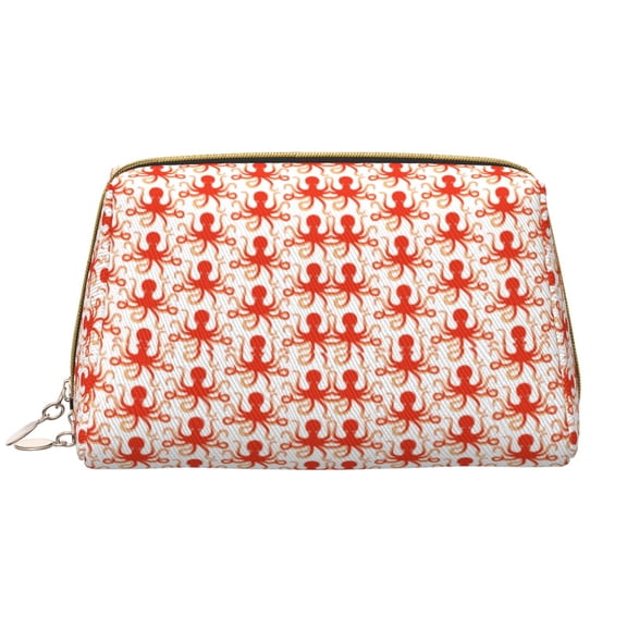 Easygdp Octopuses1 Leather Makeup Bag Zipper Pouch Travel Cosmetic Organizer for Women and Girls, Make up Bag with Zipper