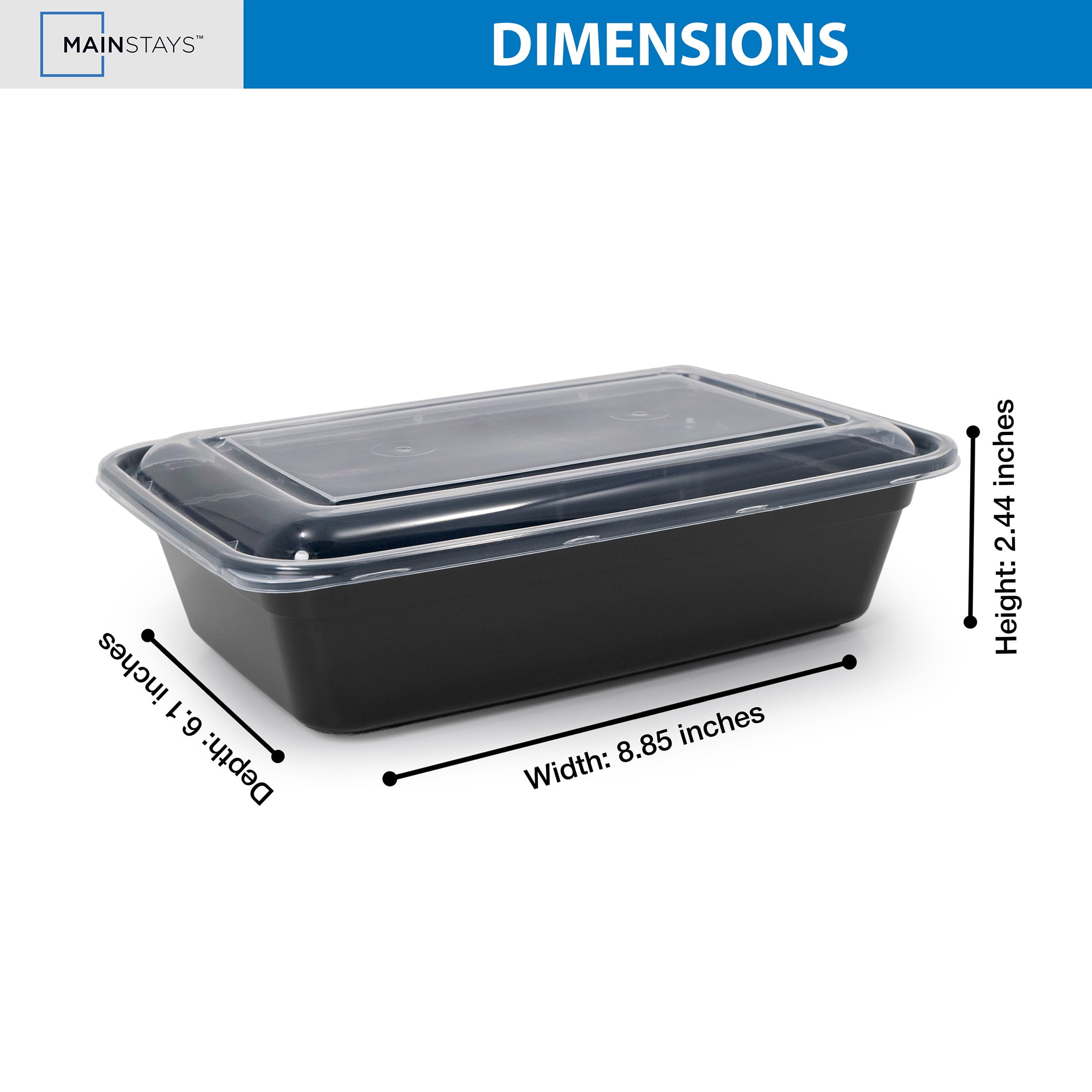 (2 pack) Mainstays 10-Piece (5 Containers + 5 Lids) Single Compartment Meal Prep, BPA-Free, Leak-Resistant, Microwave and Dishwasher Safe