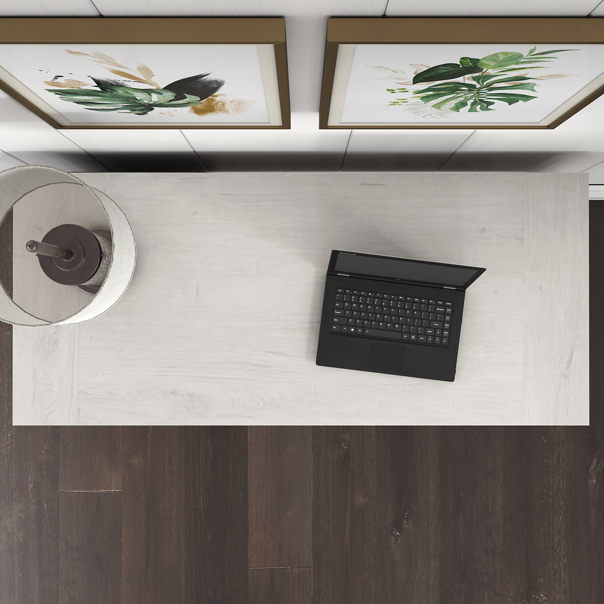 Key West 54W Computer Desk with Storage in Linen White Oak - Engineered Wood