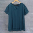 thumbnail image 2 of WERYOUNG Mens T-Shirts Casual Summer Plain Short Sleeve Cotton Linen T Shirts Stand Collar Button V Neck Beach Shirts Soft Top XXXXL, 2 of 9