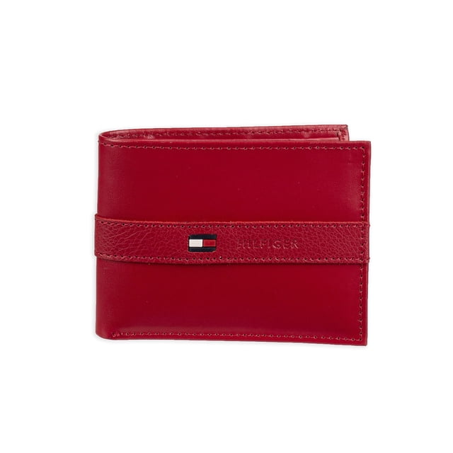 Cartera Tommy Hilfiger de piel fina y elegante para hombre, color rojo