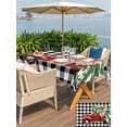 thumbnail image 4 of Outdoor Tablecloth with Umbrella Hole and Zipper, Christmas Red Truck Rectangle Table Cloth 60x120 Inch Waterproof Tablecloth, Xmas Tree Bow Farm White Black Plaid Picnic Table Cover for Patio, 4 of 7