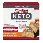 SlimFast Keto Meal Replacement Bar Salted Caramel Macadamia, 1.48 oz., 5 Pack
