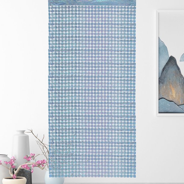 CHAO 1m*2m-Cortinas Cuadradas de Metal con Láser Azul Claro, Borlas Brillantes, Cortinas con Borlas de Aluminio, Puertas y Ventanas Brillantes, para cumpleaños, Bodas, decoración de Fiestas